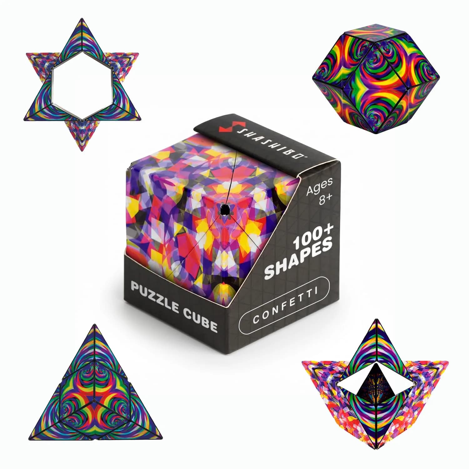 Shashibo ICOSA XL Infinity Magnetic Puzzle Toy 9.6cm (3.8in) | Advanced STEM/STEAM Fidget Toy — Confetti / DODECA