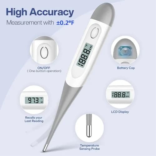 Boncare Digital Thermometer for Adults, Kids & Babies, Gray | Accurate & Fast 10-Second Reading thumbnail 3