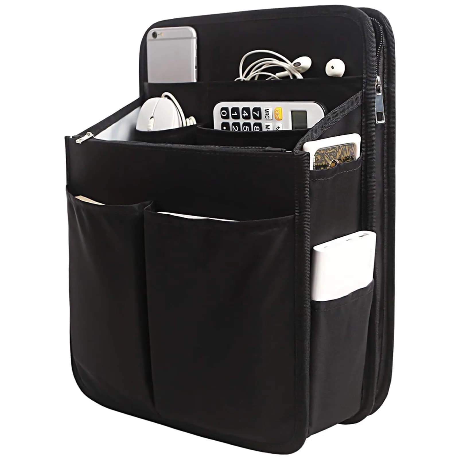 Yoillione Backpack Organizer Insert with Base Shaper - Lightweight Bag Organizer with 17 Pockets & Zipper, 34cm (13.4'') Height, Black | Fits Most Backpacks — Black