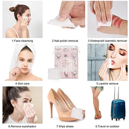 OMSM Cotton Pads Facial Makeup Remover Squares 222PCS | 3-Layer Ultra-Absorbent Pure Cotton thumbnail 3