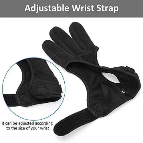 Coolrunner Archery Glove Three Finger Leather with Velcro Strap, Black, Large | Protects Fingers from Bowstring & Arrows thumbnail 3