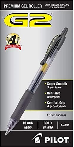 Pilot G2 Premium Gel Pen 1.0mm Refillable & Retractable | Bold Black Ink, 12 Pack thumbnail 1