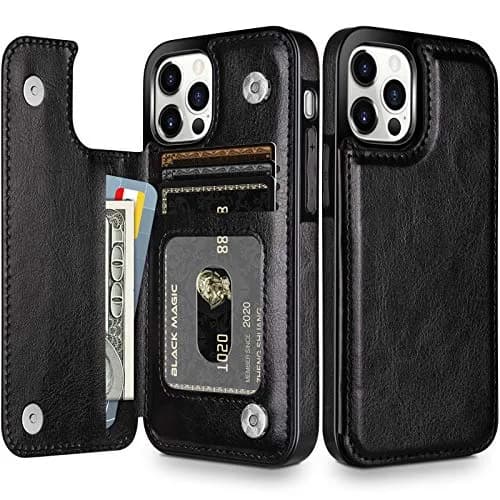 HianDier for iPhone 12 Pro Max Wallet Case with Card Holder Black | Slim Leather Design & Dual Layer Protection thumbnail 1