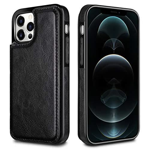 HianDier for iPhone 12 Pro Max Wallet Case with Card Holder Black | Slim Leather Design & Dual Layer Protection thumbnail 6