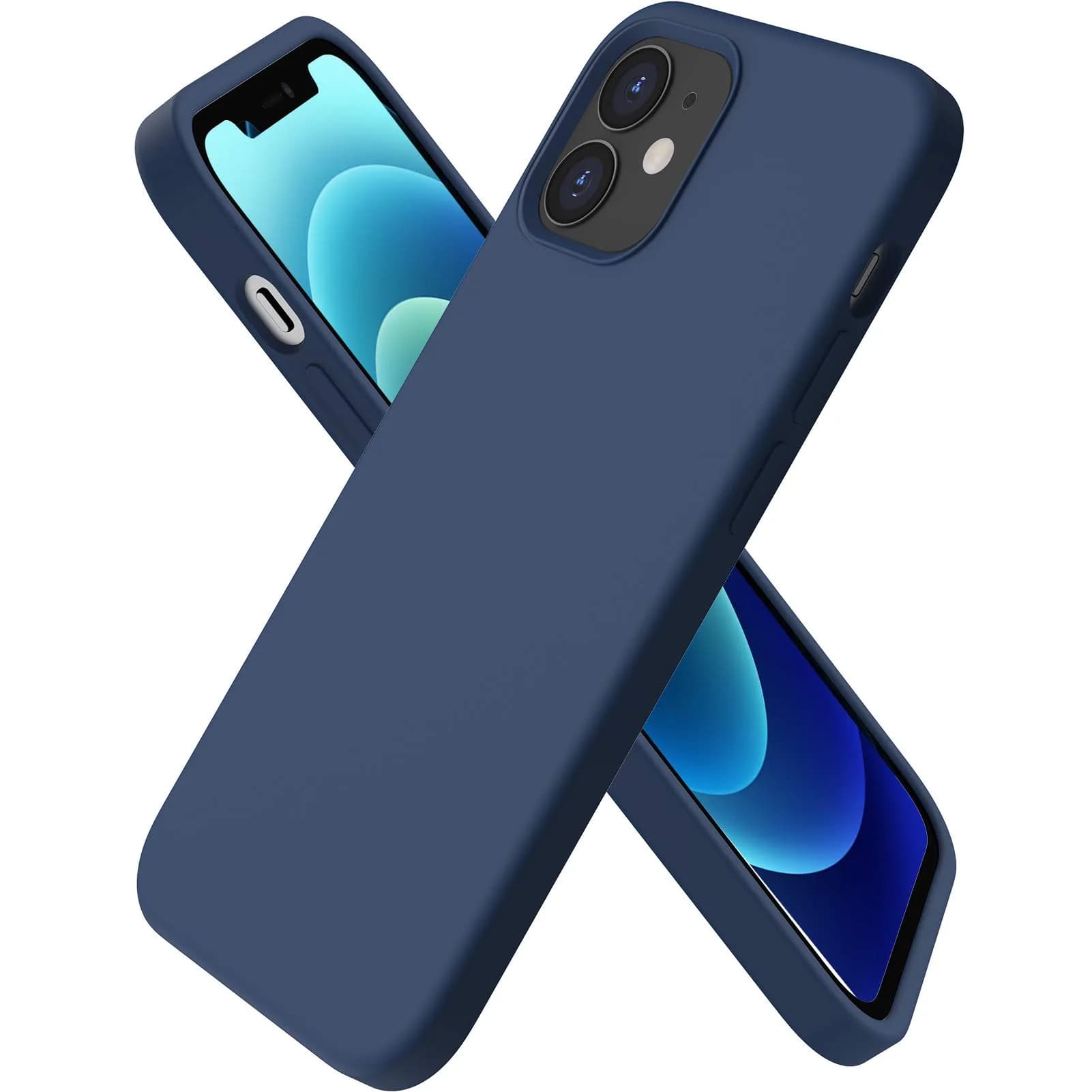 ORNARTO for iPhone 12 Mini Case, Slim Liquid Silicone Cover, Navy Blue | Anti-Fingerprint & Raised Edges - main product image