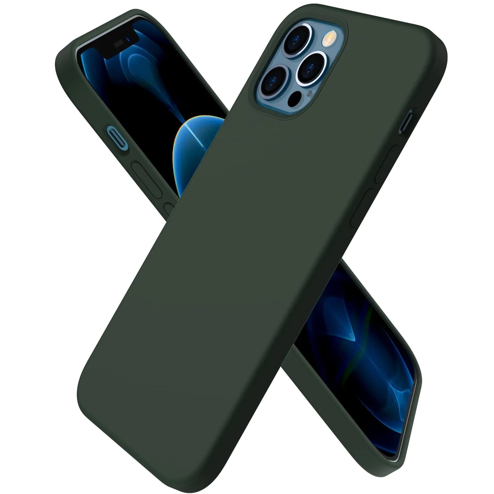 ORNARTO for iPhone 12/12 Pro Case, Slim Liquid Silicone, Cyprus Green | Snug Fit & Easy to Clean - main product image