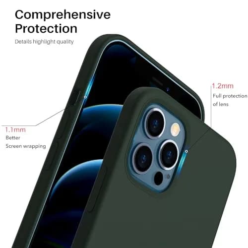 ORNARTO for iPhone 12/12 Pro Case, Slim Liquid Silicone, Cyprus Green | Snug Fit & Easy to Clean thumbnail 4