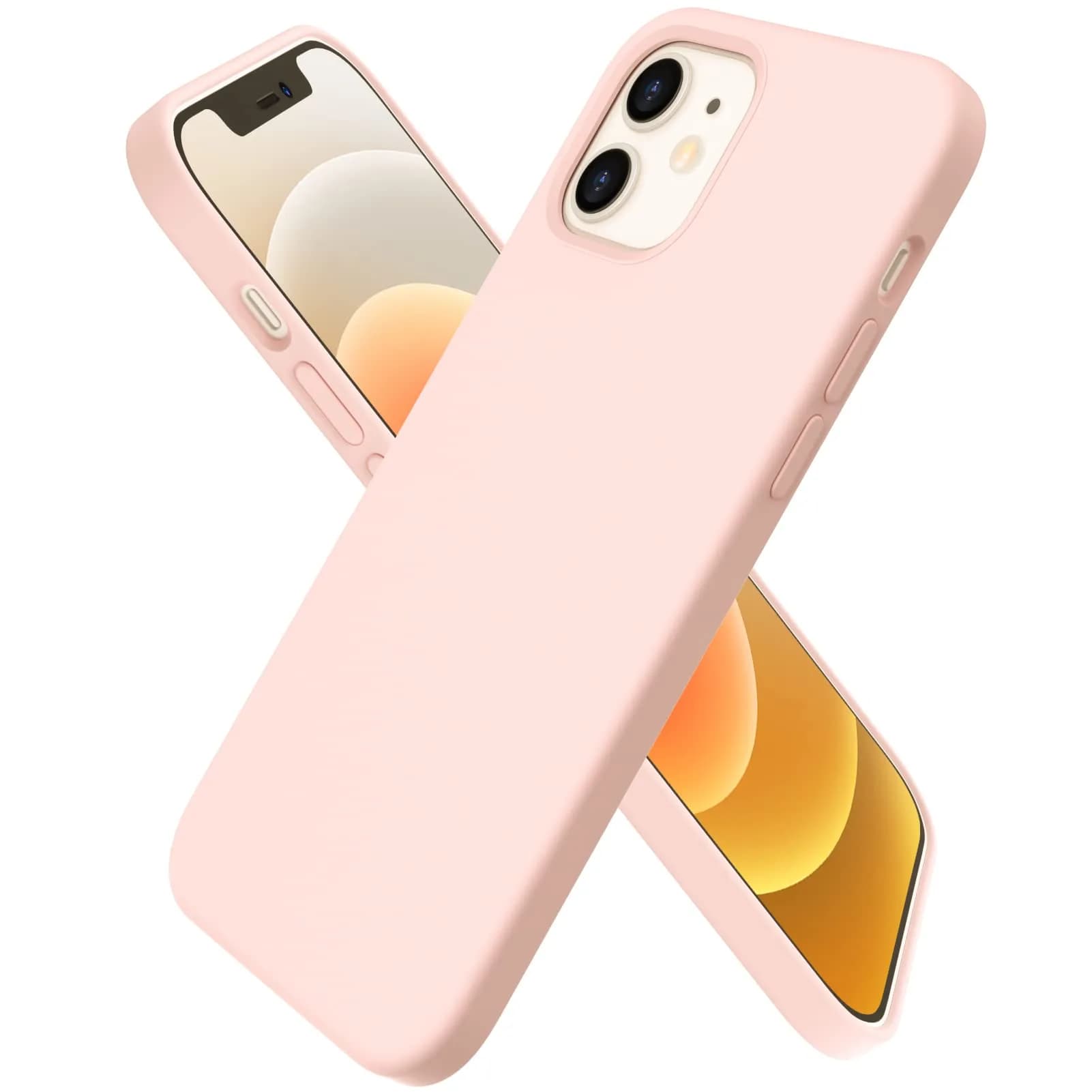 ORNARTO for iPhone 12/12 Pro Case, Slim Liquid Silicone, Pink | Snug Fit & Easy to Clean - main product image