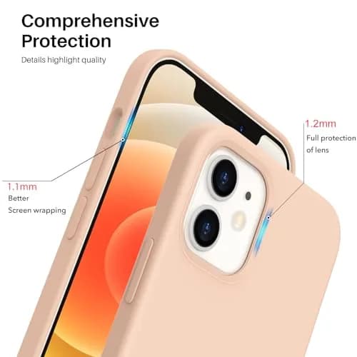 ORNARTO for iPhone 12/12 Pro Case, Slim Liquid Silicone, Pink | Snug Fit & Easy to Clean thumbnail 4