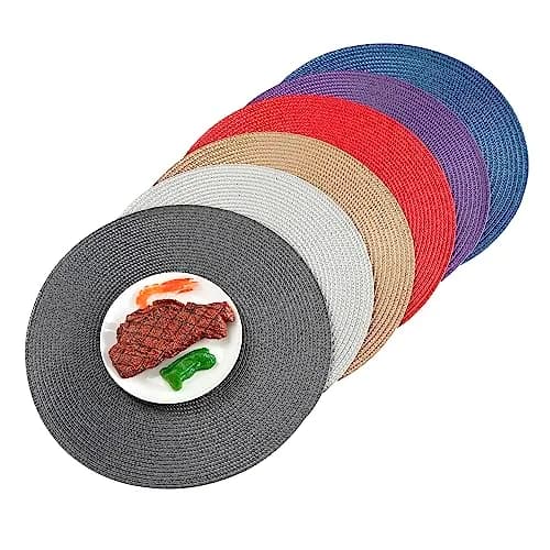 Jennice House Gray Placemat | Heat Resistant, 13.5 inch, Set of 6 for Kitchen & Dining thumbnail 2