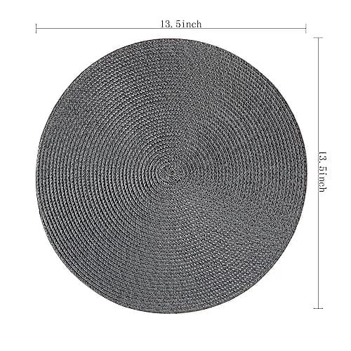 Jennice House Gray Placemat | Heat Resistant, 13.5 inch, Set of 6 for Kitchen & Dining thumbnail 3