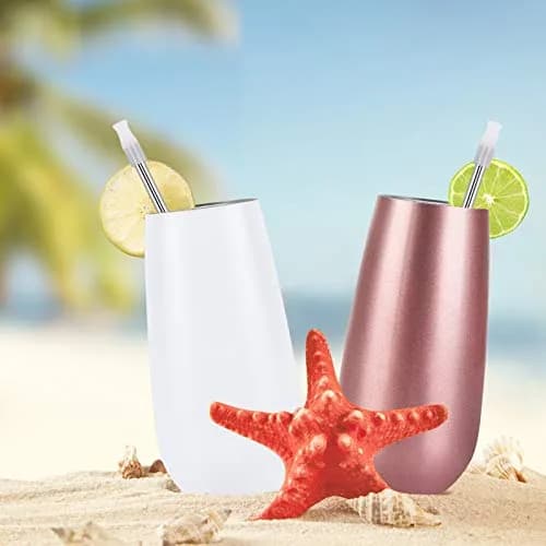 Lifecapido 6 Pack Stemless Insulated Champagne Flute Tumblers 6 Oz | Reusable, Unbreakable, Gift-Ready thumbnail 5