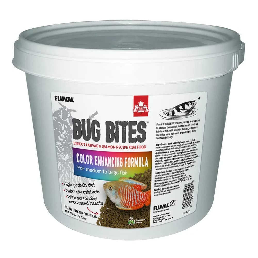 Fluval Bug Bites Color Enhancing Tropical Fish Food Granules 156 g (5.5 oz) Pack of 2 | Insect-Based Protein for Medium to Large Fish — Brown