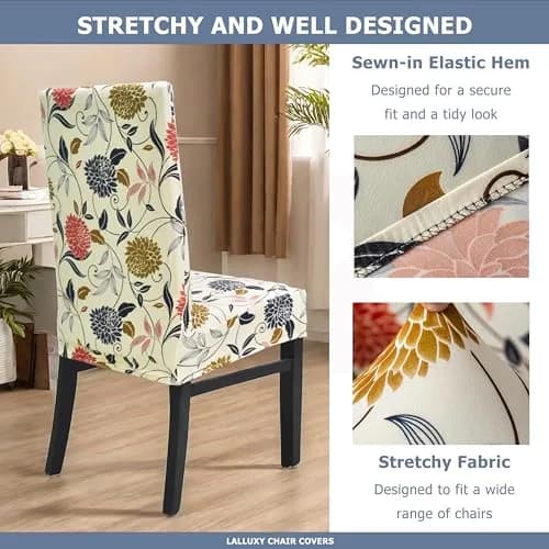 Lalluxy Stretchy Washable Parson Dining Chair Covers Set of 4 | Wrinkle-Resistant, Easy Care, Perfect Fit thumbnail 4