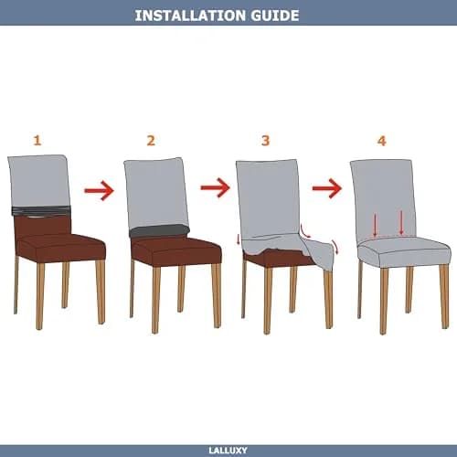 Lalluxy Stretchy Washable Parson Dining Chair Covers Set of 4 | Wrinkle-Resistant, Easy Care, Perfect Fit thumbnail 6