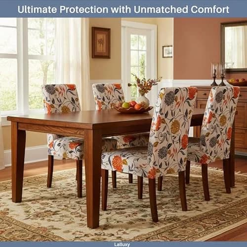 Lalluxy Stretchy Washable Parson Dining Chair Covers Set of 4 | Wrinkle-Resistant, Easy Care, Perfect Fit thumbnail 2