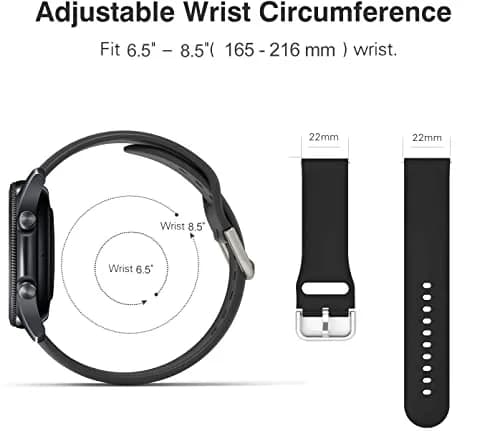 Five Star Online 22mm Smart Watch Bands Compatible with Samsung Galaxy Watch 3 45mm & Gear S3, Soft Silicone Sport Strap, Large Size (165-216mm Wrist) thumbnail 3