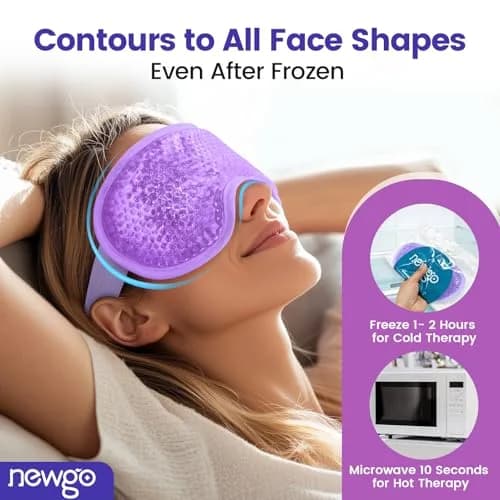 NEWGO Cooling Gel Eye Mask Reusable Cold Pack for Puffy Eyes & Dark Circles 8.1x3.9 Inch | Dual Temperature Relief thumbnail 3