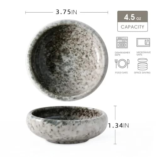 Uaral Emerald Green Ceramic Dipping Bowls Set of 6 | 118ml (4.5 oz) Japanese Style Pinch Bowls thumbnail 6