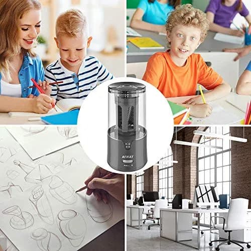 AFMAT Electric Pencil Sharpener, Heavy Duty for 6-12mm Pencils, Auto Stop, Fast & Sharp, Plug-in for Office/Home (Gray, 1 Unit) thumbnail 7