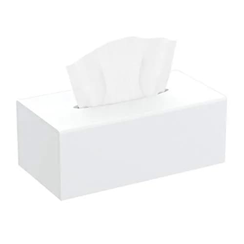 HIIMIEI Acrylic Tissue Box Cover White Rectangular 25cm x 13cm x 11.4cm | Modern Desk Decor thumbnail 1