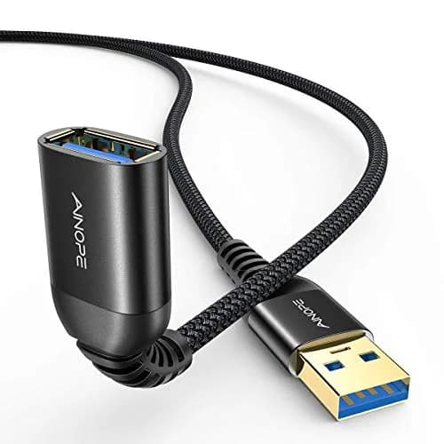 AINOPE 2 Pack USB 3.0 Extension Cable 1m (3.3ft+3.3ft) Black | High-Speed Data Transfer & Fast Charging thumbnail 1