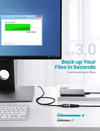 AINOPE 2 Pack USB 3.0 Extension Cable 1m (3.3ft+3.3ft) Black | High-Speed Data Transfer & Fast Charging thumbnail 5