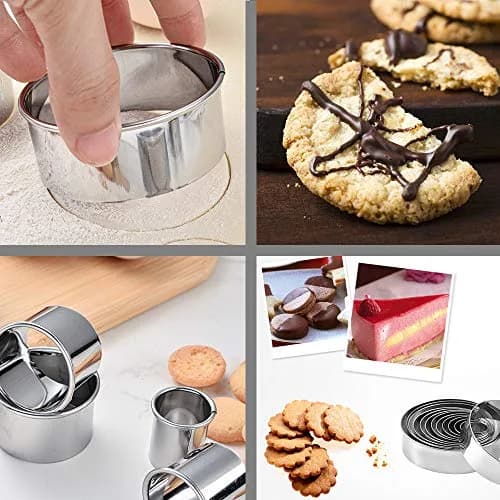 RIHAI Stainless Steel Round Cookie Cutter Set, 12 Pieces | Durable, Rust-Resistant Baking Tools thumbnail 5