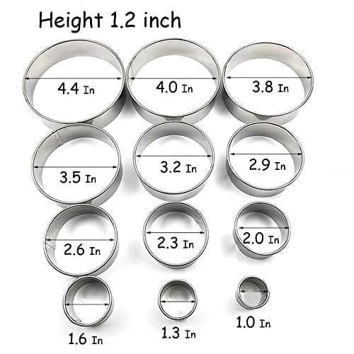 RIHAI Stainless Steel Round Cookie Cutter Set, 12 Pieces | Durable, Rust-Resistant Baking Tools thumbnail 2