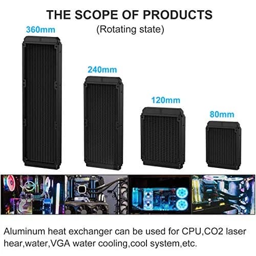 DIYhz 360mm Aluminum Water Cooling Radiator (39.5cm x 12cm x 3cm) | 12-Pipe Heat Exchanger for CPU PC Laser Water Cool System thumbnail 4