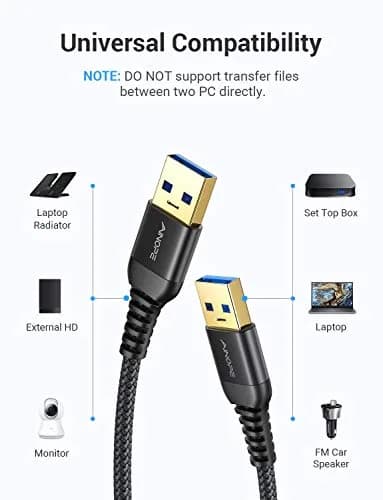 AINOPE USB to USB Cable 3.3FT | Double End Type A Cord for Data Transfer, Never Rupture, Compatible with External Hard Drives & Devices thumbnail 7