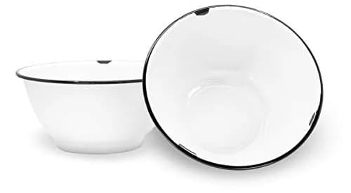 Red Co. Set of 2 Enamelware Metal Large Classic 4 qt Round Salad Serving Bowls | Vintage Style, Oven & Dishwasher Safe thumbnail 1