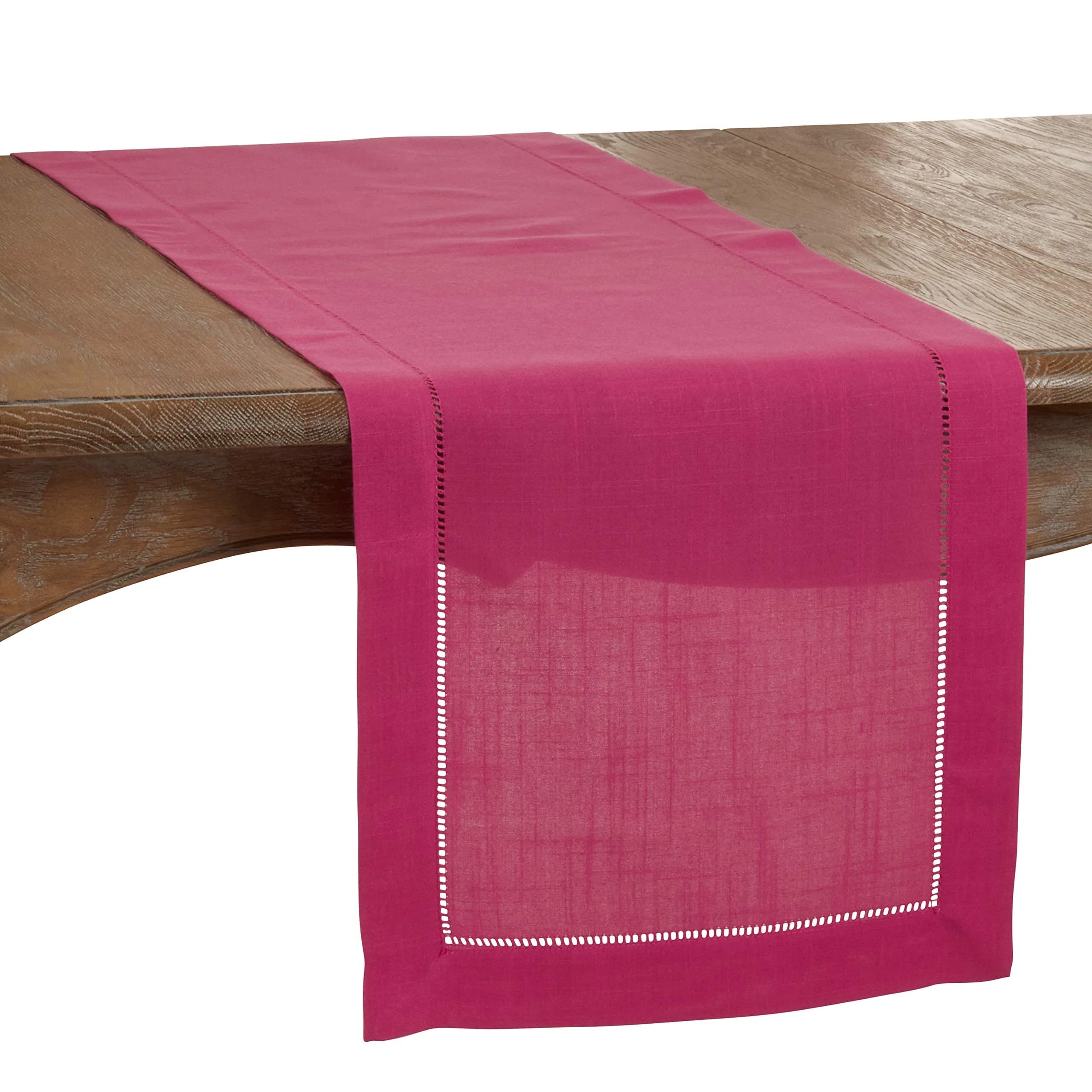 SARO LIFESTYLE Classic Hemstitch Table Runner 40cm x 183cm | Elegant Everyday Table Runner with Textured Fabric and Hemstitched Border - main product image