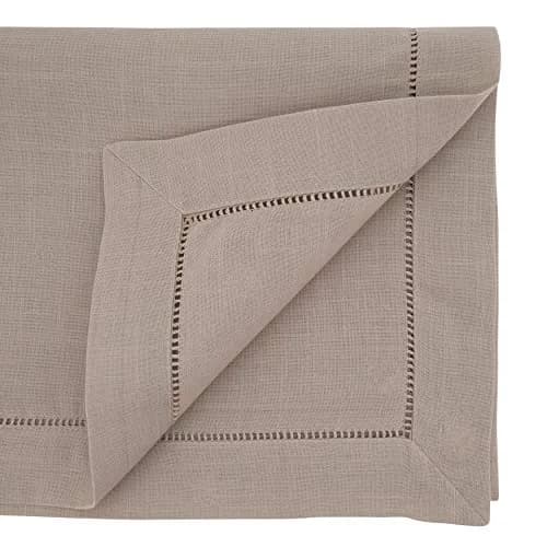 SARO LIFESTYLE Classic Hemstitch Table Runner 183 cm (72") | Elegant Taupe Runner for Dining Tables thumbnail 2