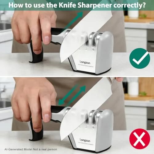 Longzon 4-Stage Knife Sharpener with Glove | 22.9 cm (9.06") thumbnail 4
