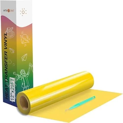 HTVRONT Yellow Heat Transfer Vinyl Roll 5.5m (12" x 20ft) | Easy Cut & Weed for T-Shirts, Bags, Hats thumbnail 1