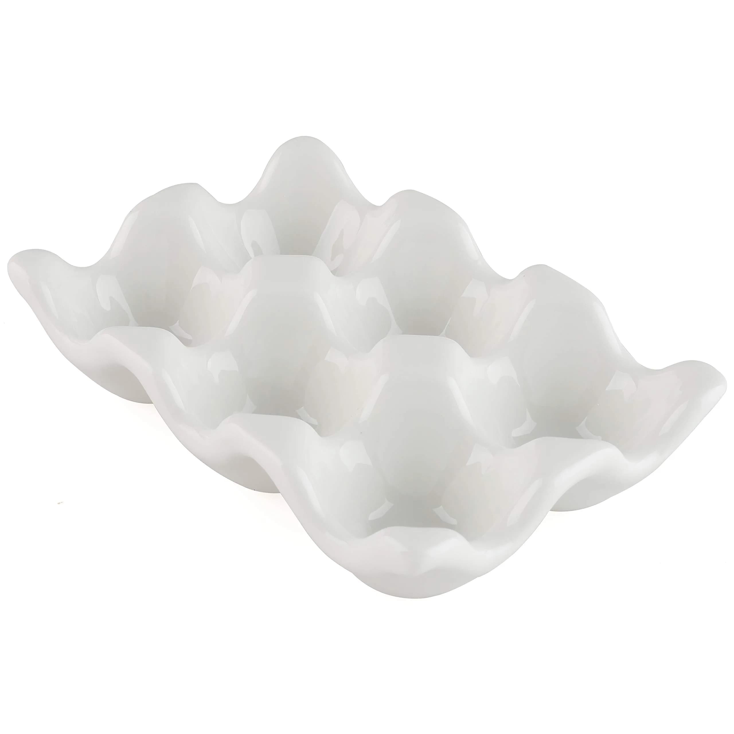 forkmannie Ceramic Egg Holder 6 Cups | Modern Kitchen Storage & Egg Organizer - main product image
