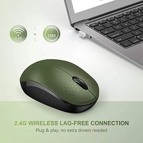 seenda Wireless Mouse for Laptop 2.4G Noiseless Green & Black | Compact, Quiet, 24-Month Battery thumbnail 5