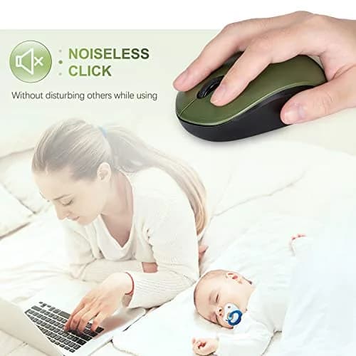 seenda Wireless Mouse for Laptop 2.4G Noiseless Green & Black | Compact, Quiet, 24-Month Battery thumbnail 2