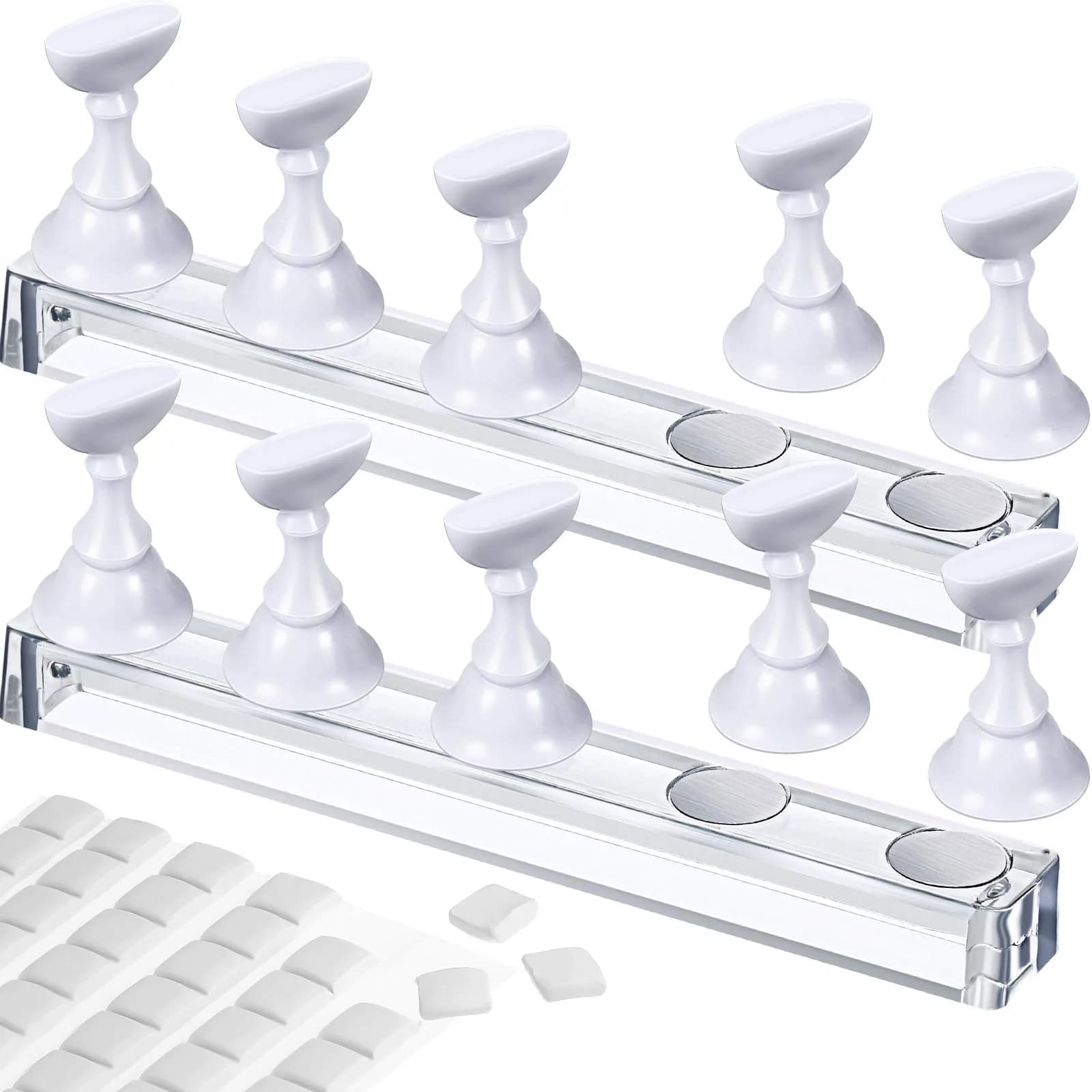 Blulu Magnetic Nail Art Practice Stand Set with Adhesive Putty | 2 Stands + 96 Putty Pieces - main product image