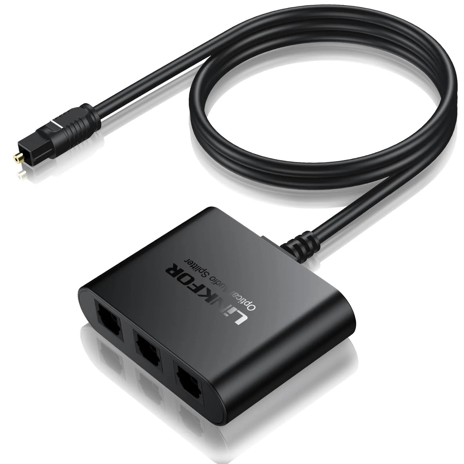 LiNKFOR 1x3 Optical Audio Splitter 40m Transmission | Digital Toslink Splitter for PS3, HDTV, STB, Amplifiers