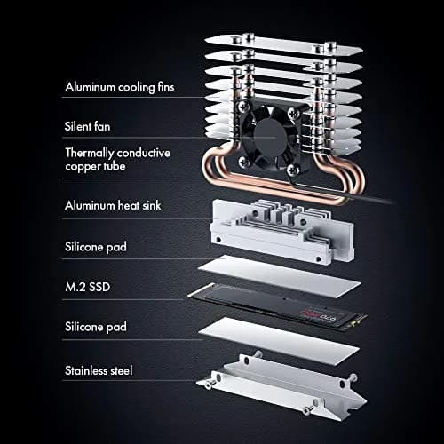 ineo M.2 2280 PCIe 5 SSD Rocket Heatsink with Cooling Fan M3 | High-Speed NVMe SSD Cooling for Desktops thumbnail 6