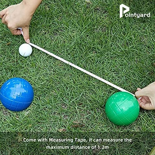 Pointyard 100mm Bocce Ball Set, 8 Premium PE Balls & Pallino Outdoor Game | Lightweight, All-Weather, Bag & Tape Included thumbnail 6