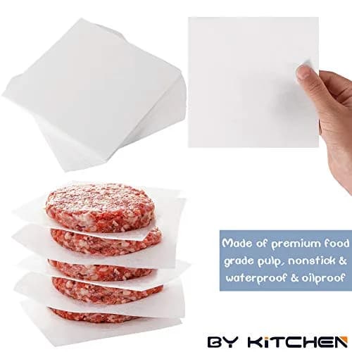 BY KITCHEN 5.5 x 5.5 Inch Burger Patty Paper Squares, 300 Count | Food Grade Parchment for Burgers, Cookies & Candy thumbnail 4