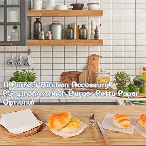 BY KITCHEN 5.5 x 5.5 Inch Burger Patty Paper Squares, 300 Count | Food Grade Parchment for Burgers, Cookies & Candy thumbnail 6
