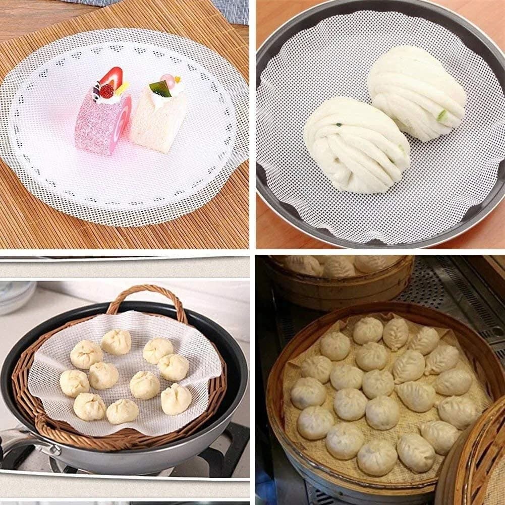 Aeyistry 4 Pieces Round Silicone Reusable Steamer Mat Mesh Sheet 25cm (10") | Food Dehydrator Liner for Fruit Dryer - main product image