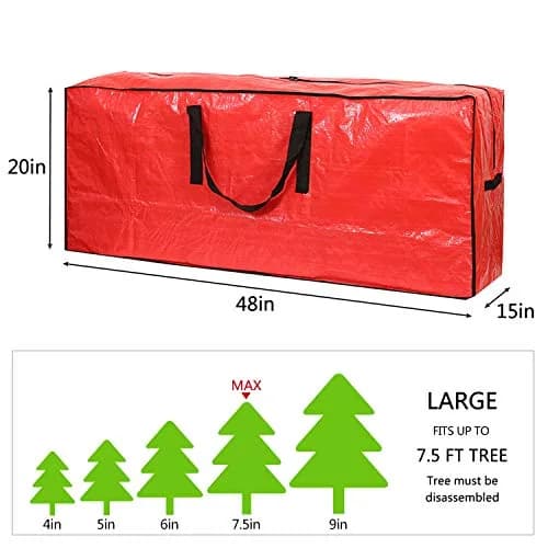 Sattiyrch Christmas Tree Storage Bag 2 Pack 90cm (35.4in) Red | Protects Up to 7.5ft Disassembled Trees thumbnail 4