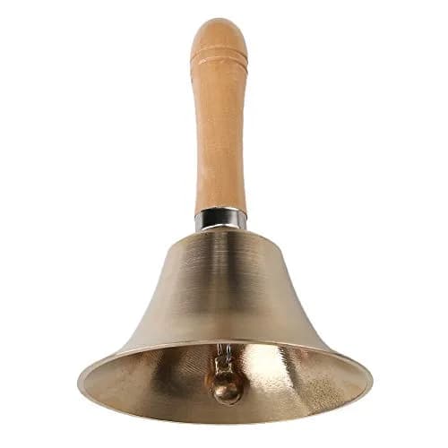 TDOCK Super Loud Solid Brass Hand Call Bell with Wooden Handle | 8 cm (3.15 inch) thumbnail 1