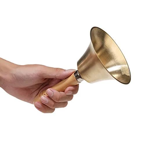 TDOCK Super Loud Solid Brass Hand Call Bell with Wooden Handle | 8 cm (3.15 inch) thumbnail 4