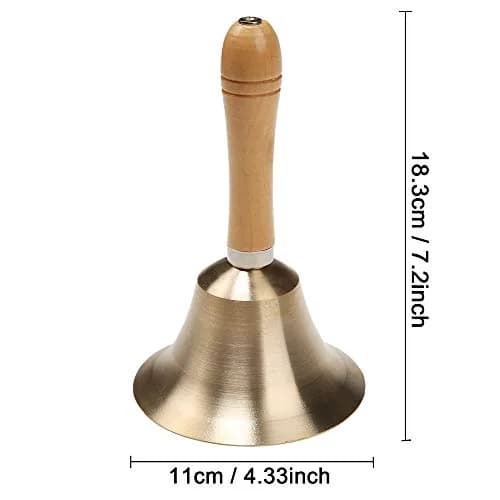 TDOCK Super Loud Solid Brass Hand Call Bell with Wooden Handle, 18.3 cm (7.2 inches) Height | Wedding, Prayer, Dinner, Service Bell thumbnail 2